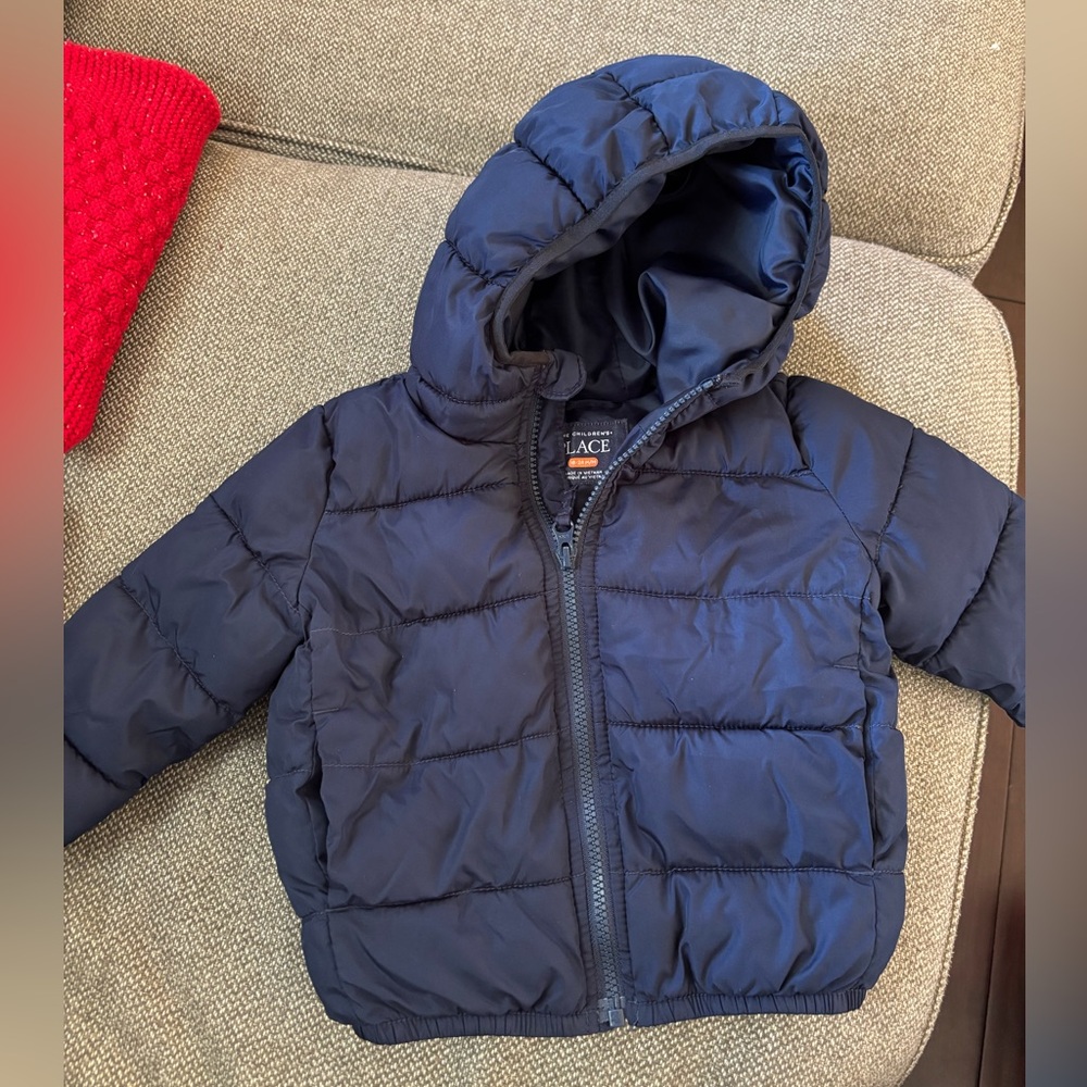 Navy Blue Puffer Jacket with Hood